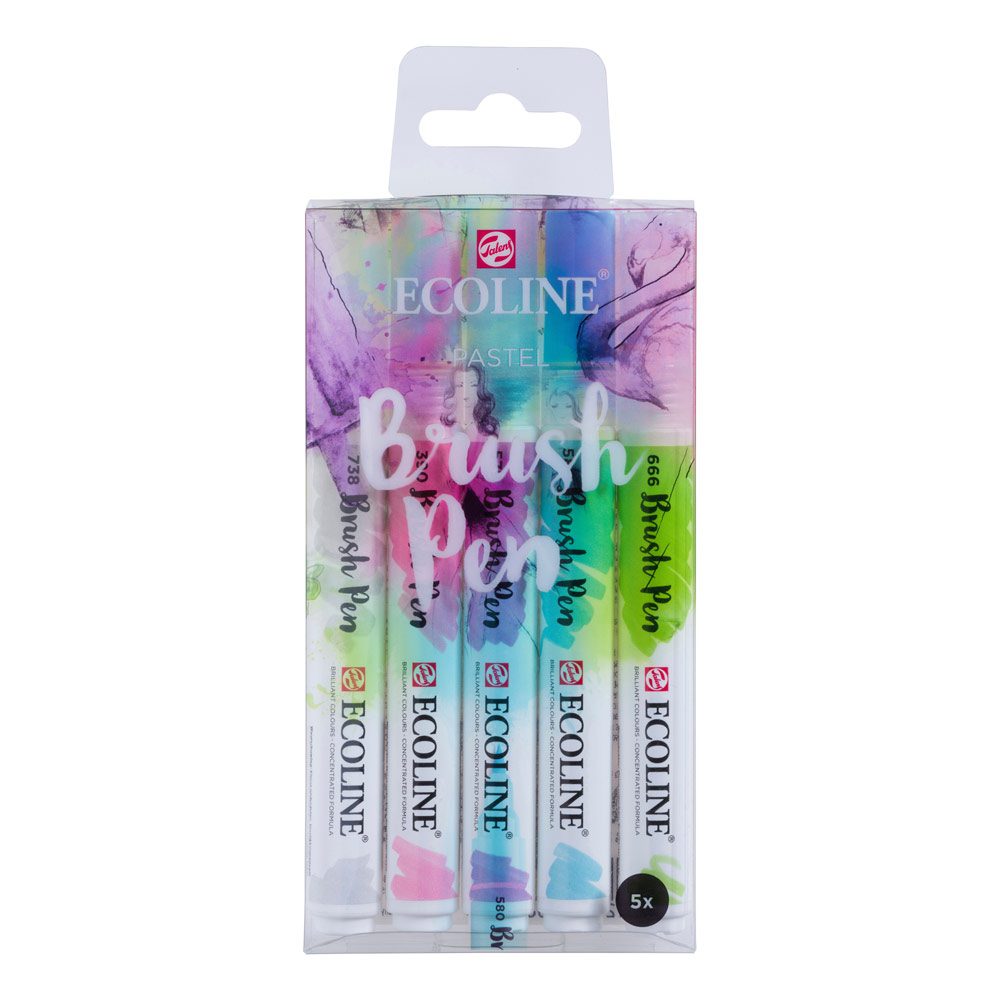 ESTUCHE ECOLINE BRUSH PEN PASTEL 5 COLORES 738; 390; 579; 580; 666