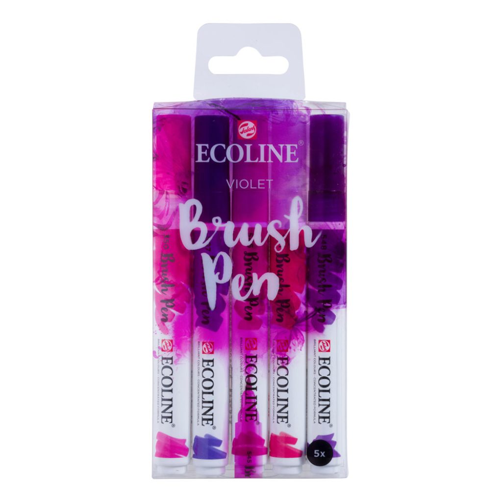 ESTUCHE ECOLINE BRUSH PEN VIOLETA 5 COLORES 350; 507; 545; 361; 548