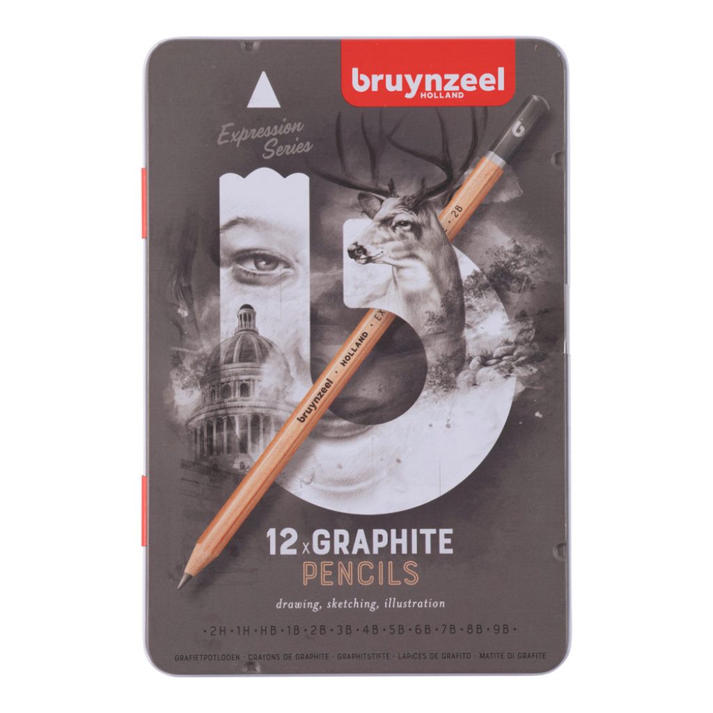 Estuche Metálico de 12 Lápices de Grafito Bruynzeel