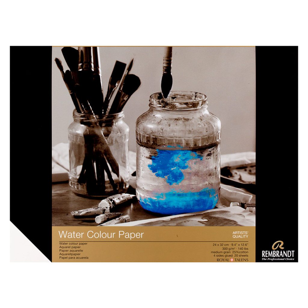 BLOC ACUARELA REMBRANT ENCOLADO 4 LADOS 24 X 32. 300 GRAMOS Y 20 HOJAS