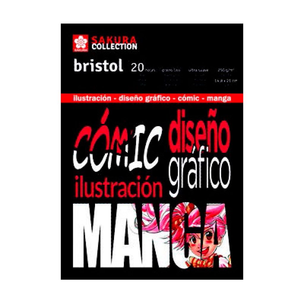 Bloc Técnicas Mixtas A3 Sakura 250 gramos vista frontal, detalle de la textura del papel bloc técnicas mixtas A3