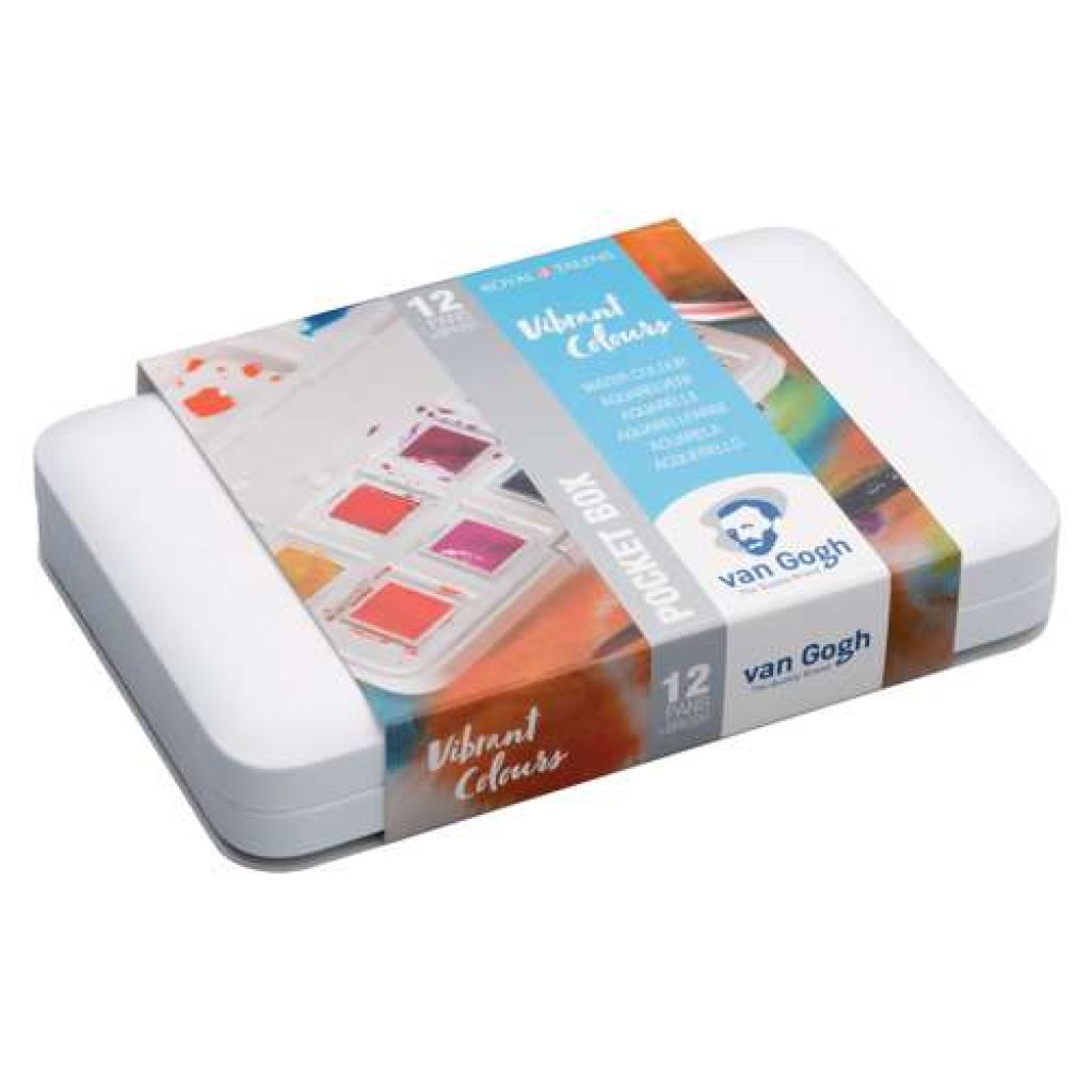 Caja de Acuarela de Colores Vibrante Pocket Box 12 Medias Pastillas + Pincel