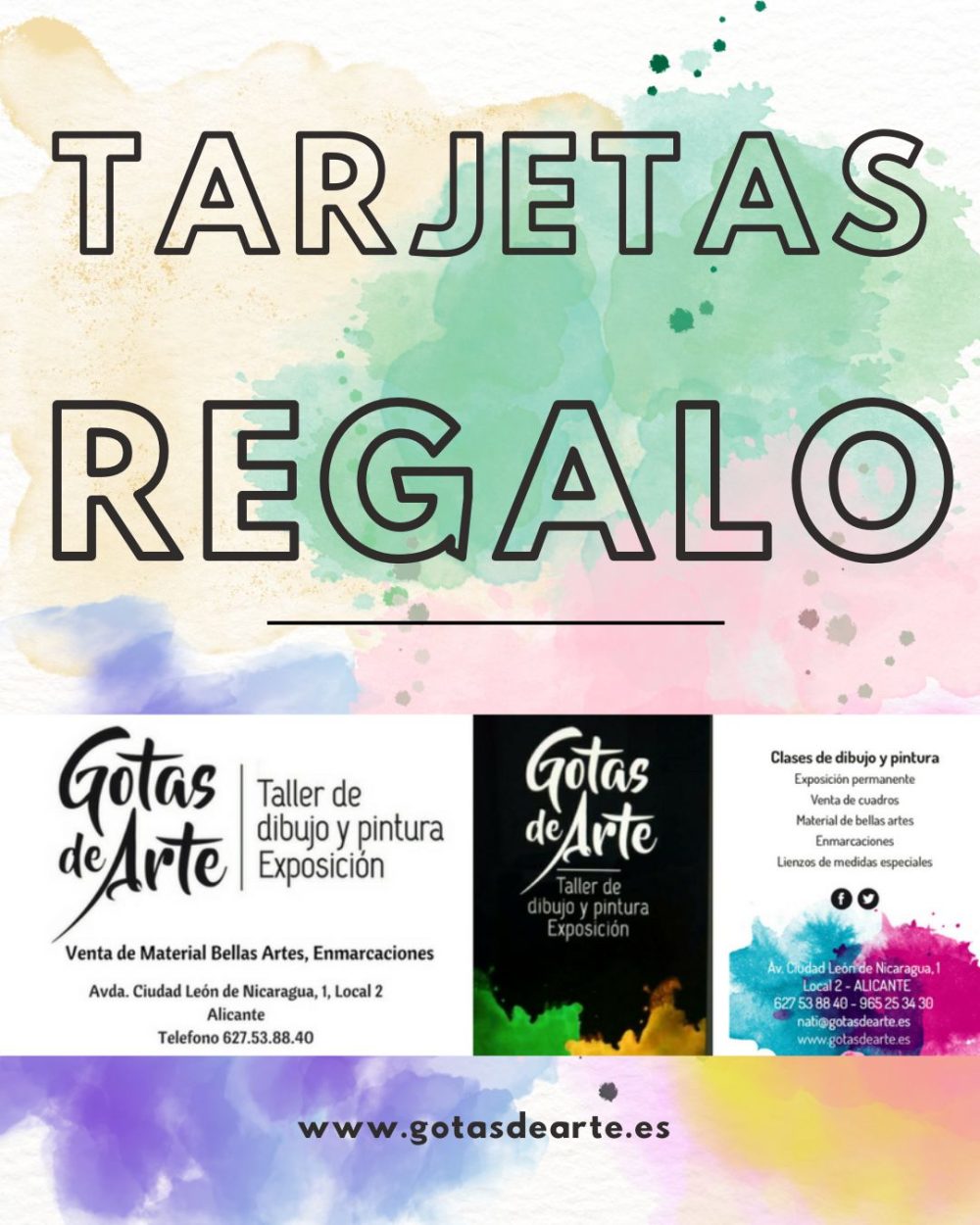Tarjeta Regalo Clases de Dibujo y Pintura en Taller de Arte Gotas de Arte