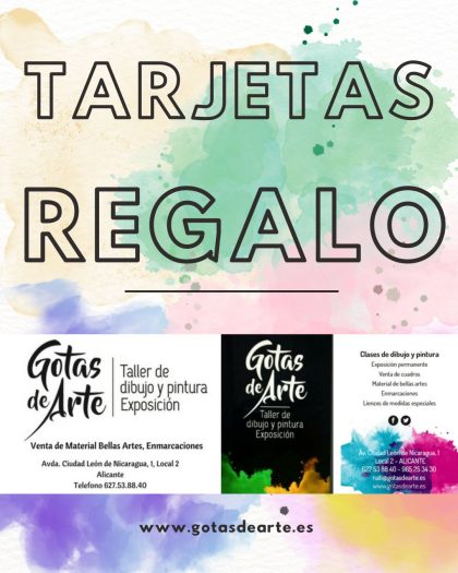 Tarjeta Regalo Clases de Dibujo y Pintura en Taller de Arte Gotas de Arte